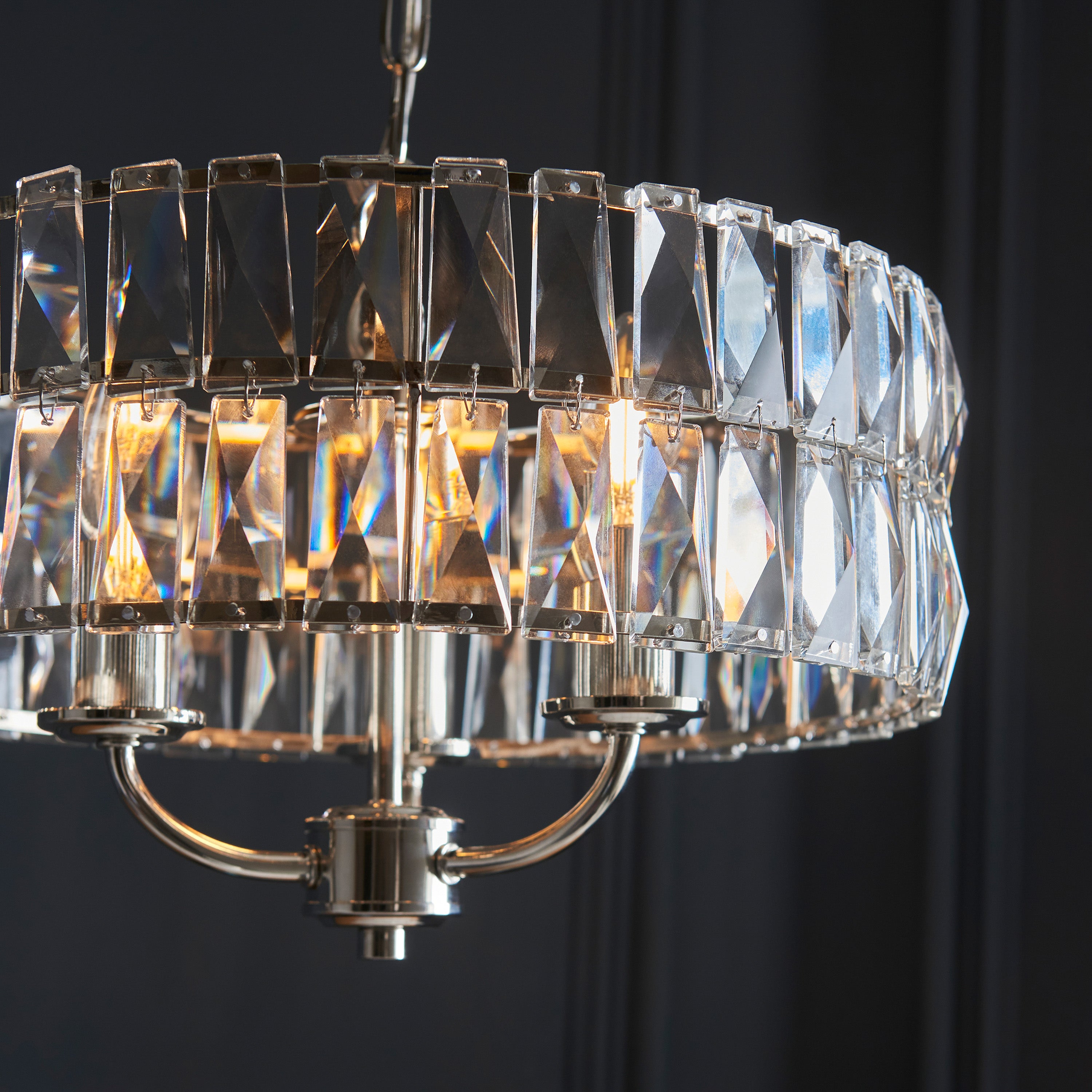 Albion Bright Nickel & Crystal Glass Pendant Light | Small